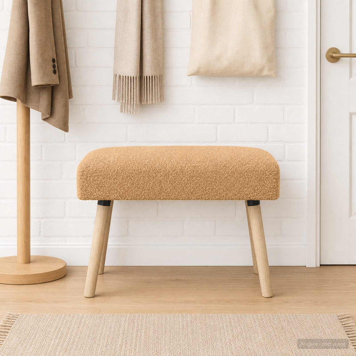 bænk Ensfarvet Beige 60 x 40 x 45 cm Bouclé