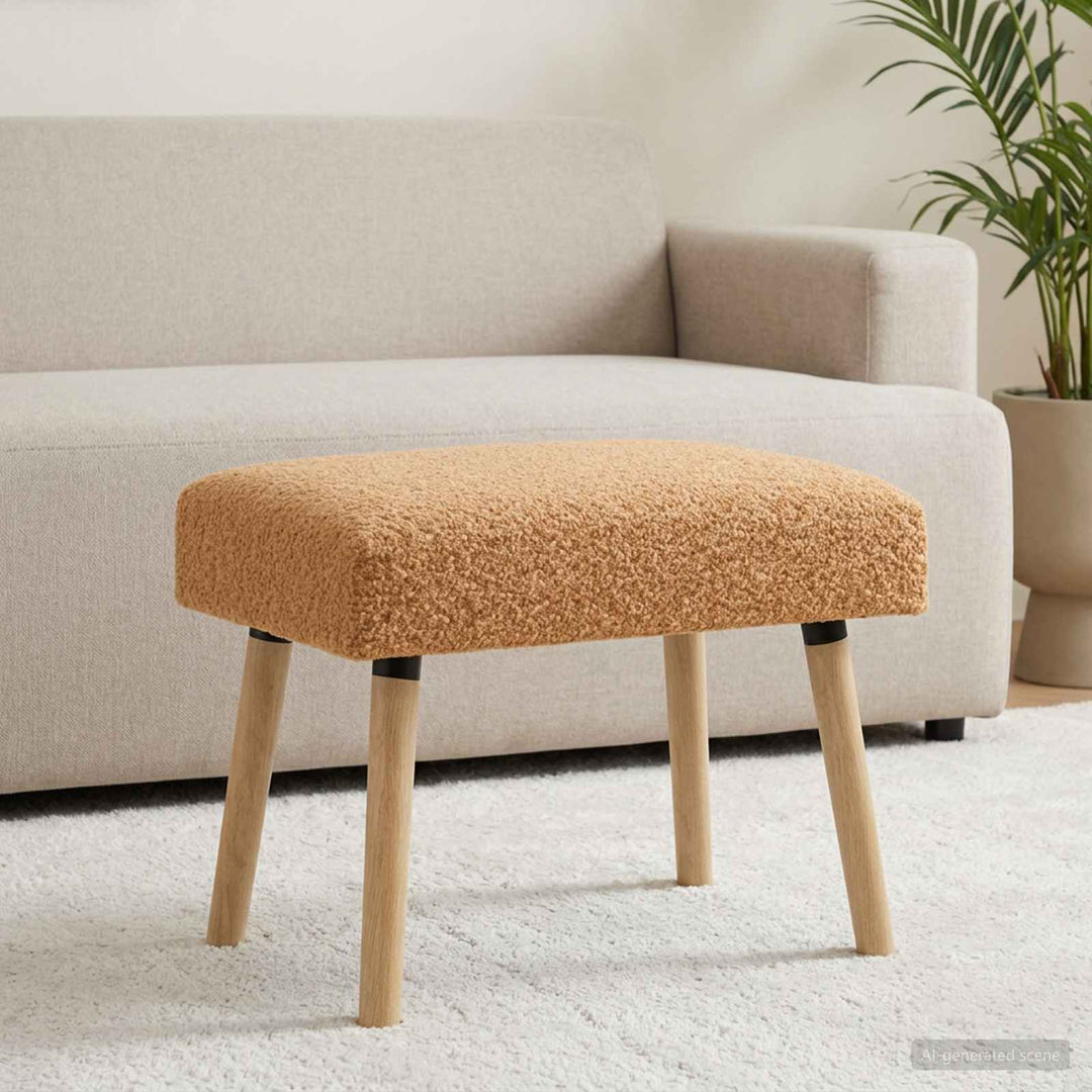 bænk Ensfarvet Beige 60 x 40 x 45 cm Bouclé