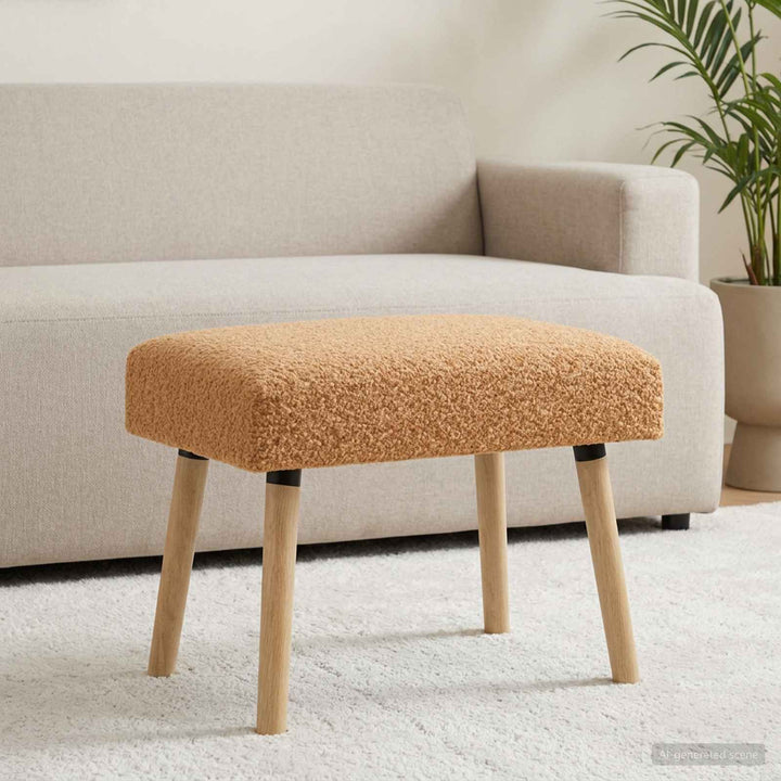 bænk Ensfarvet Beige 60 x 40 x 45 cm Bouclé