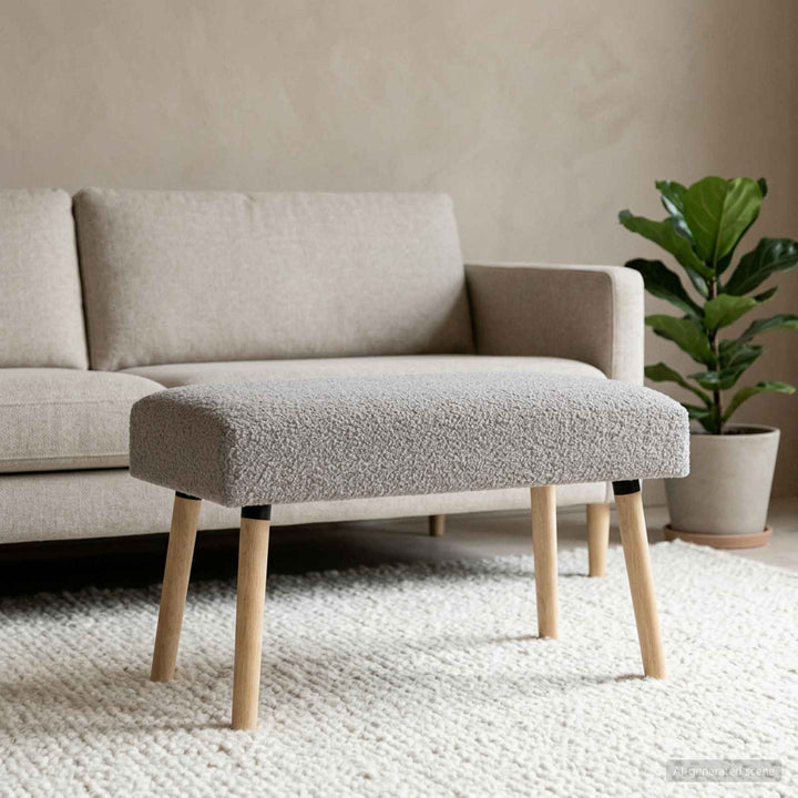 bænk Ensfarvet Lysegrå 80 x 40 x 46 cm Bouclé