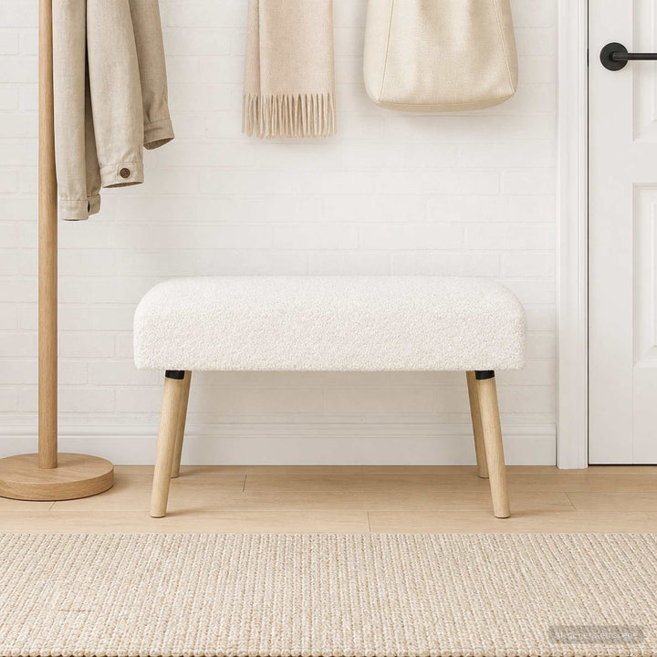 bænk Ensfarvet Cremefarvet 80 x 40 x 46 cm Bouclé