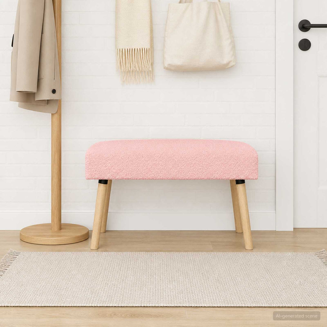 bænk Ensfarvet Lyserød 80 x 40 x 46 cm Bouclé
