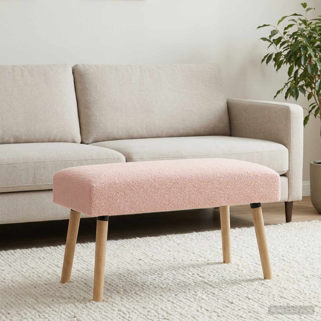 bænk Ensfarvet Lyserød 80 x 40 x 46 cm Bouclé