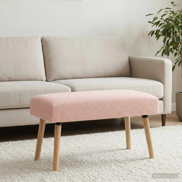 bænk Ensfarvet Lyserød 80 x 40 x 46 cm Bouclé