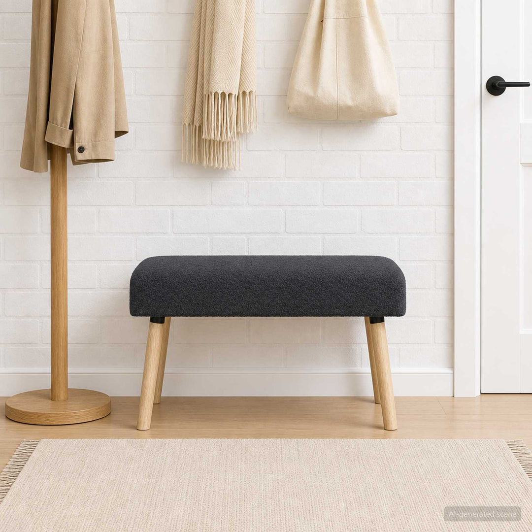 bænk Ensfarvet Mørkegrå 80 x 40 x 46 cm Bouclé