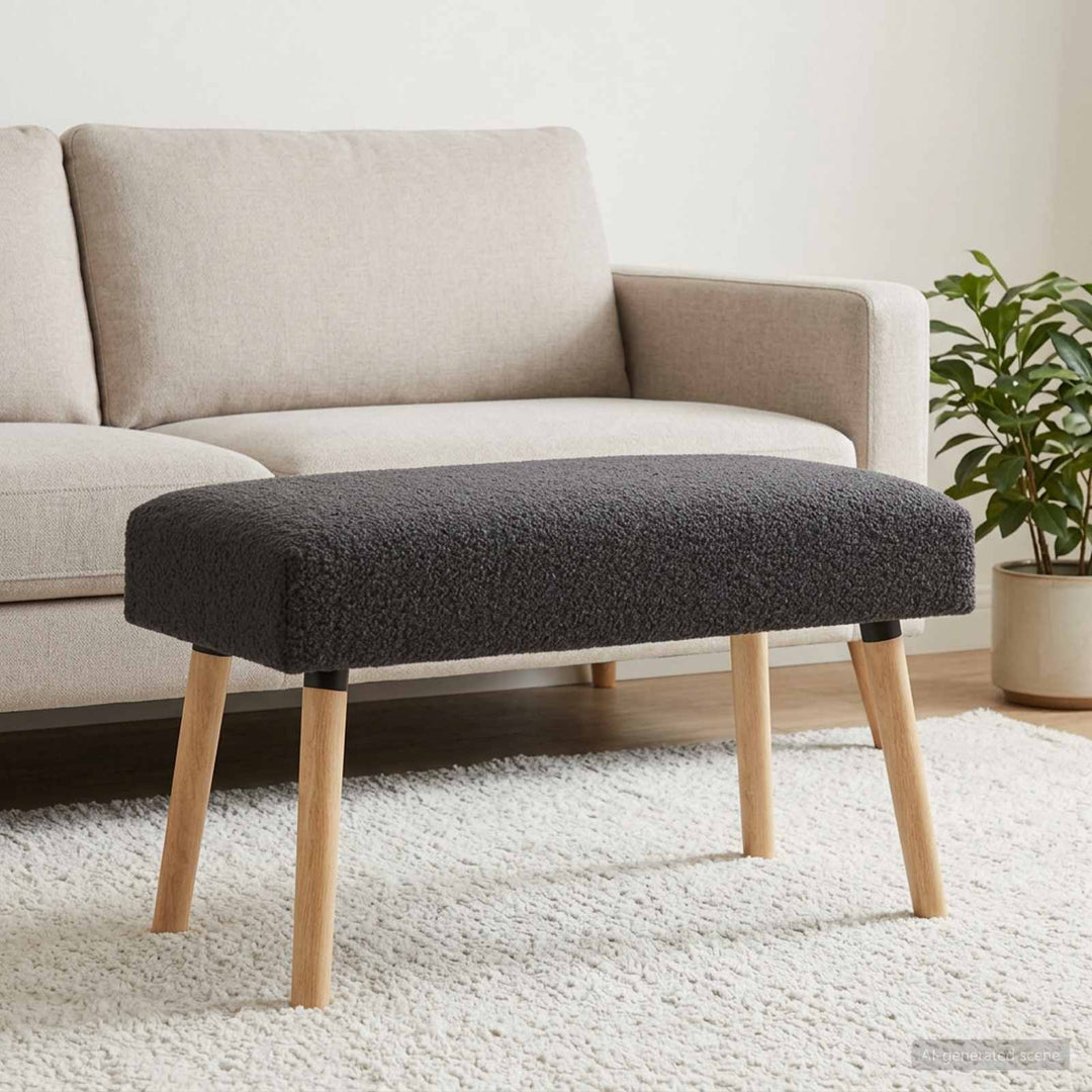 bænk Ensfarvet Mørkegrå 80 x 40 x 46 cm Bouclé