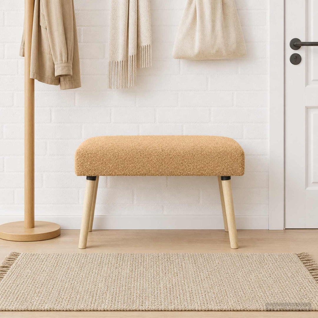 bænk Ensfarvet Beige 80 x 40 x 46 cm Bouclé