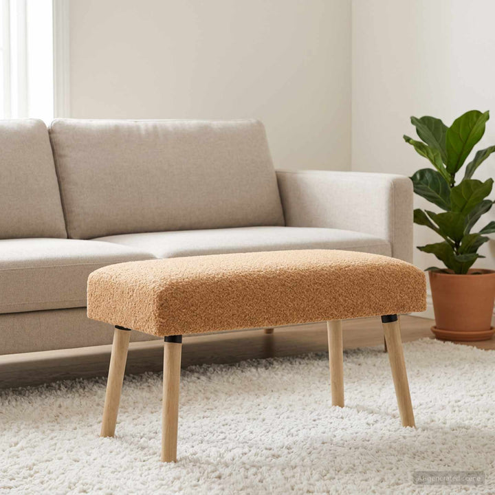 bænk Ensfarvet Beige 80 x 40 x 46 cm Bouclé