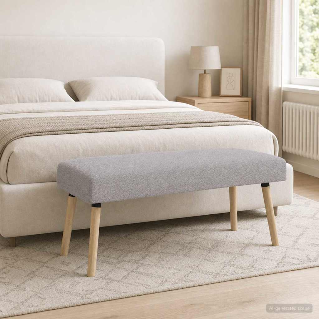 bænk Ensfarvet Lysegrå 110 x 40 x 46 cm Bouclé