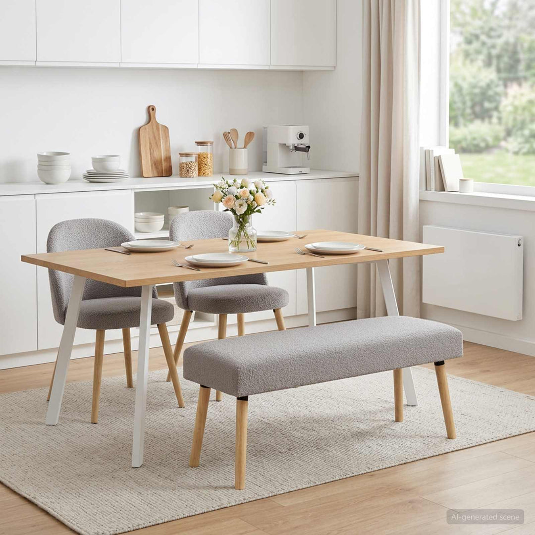 bænk Ensfarvet Lysegrå 110 x 40 x 46 cm Bouclé