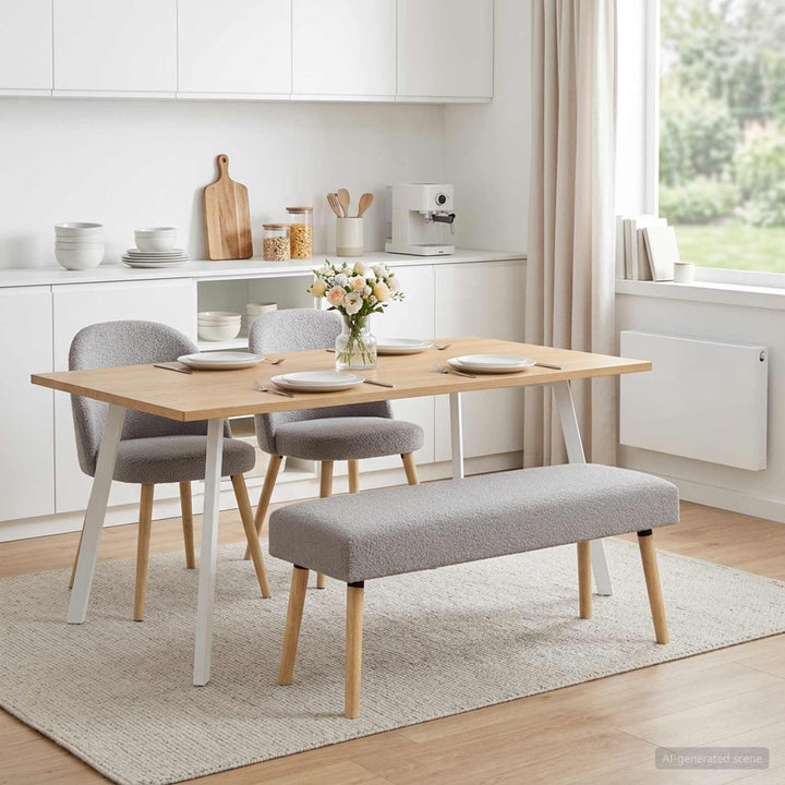 bænk Ensfarvet Lysegrå 110 x 40 x 46 cm Bouclé