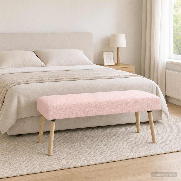 bænk Ensfarvet Lyserød 110 x 40 x 46 cm Bouclé