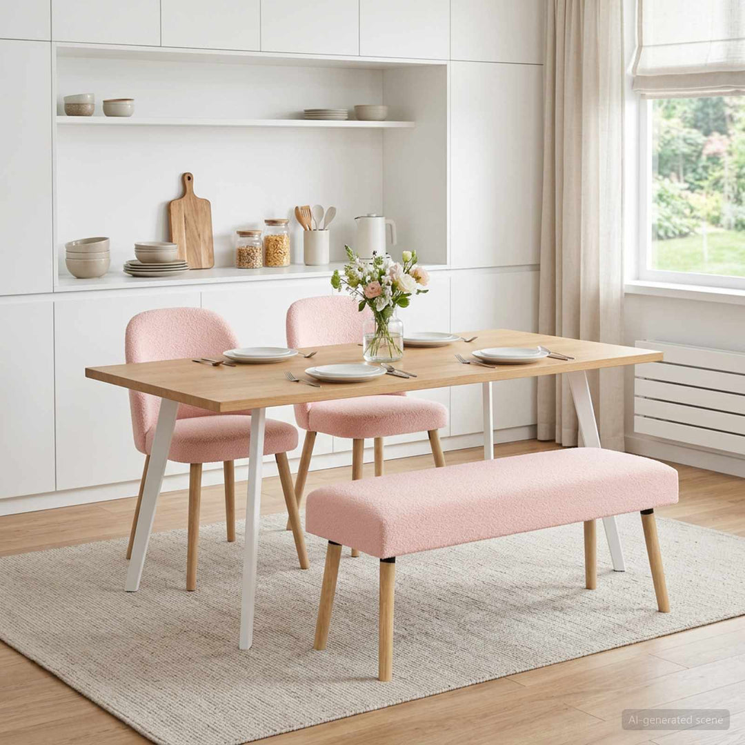 bænk Ensfarvet Lyserød 110 x 40 x 46 cm Bouclé