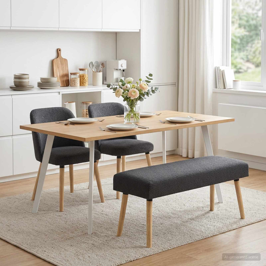 bænk Ensfarvet Mørkegrå 110 x 40 x 46 cm Bouclé