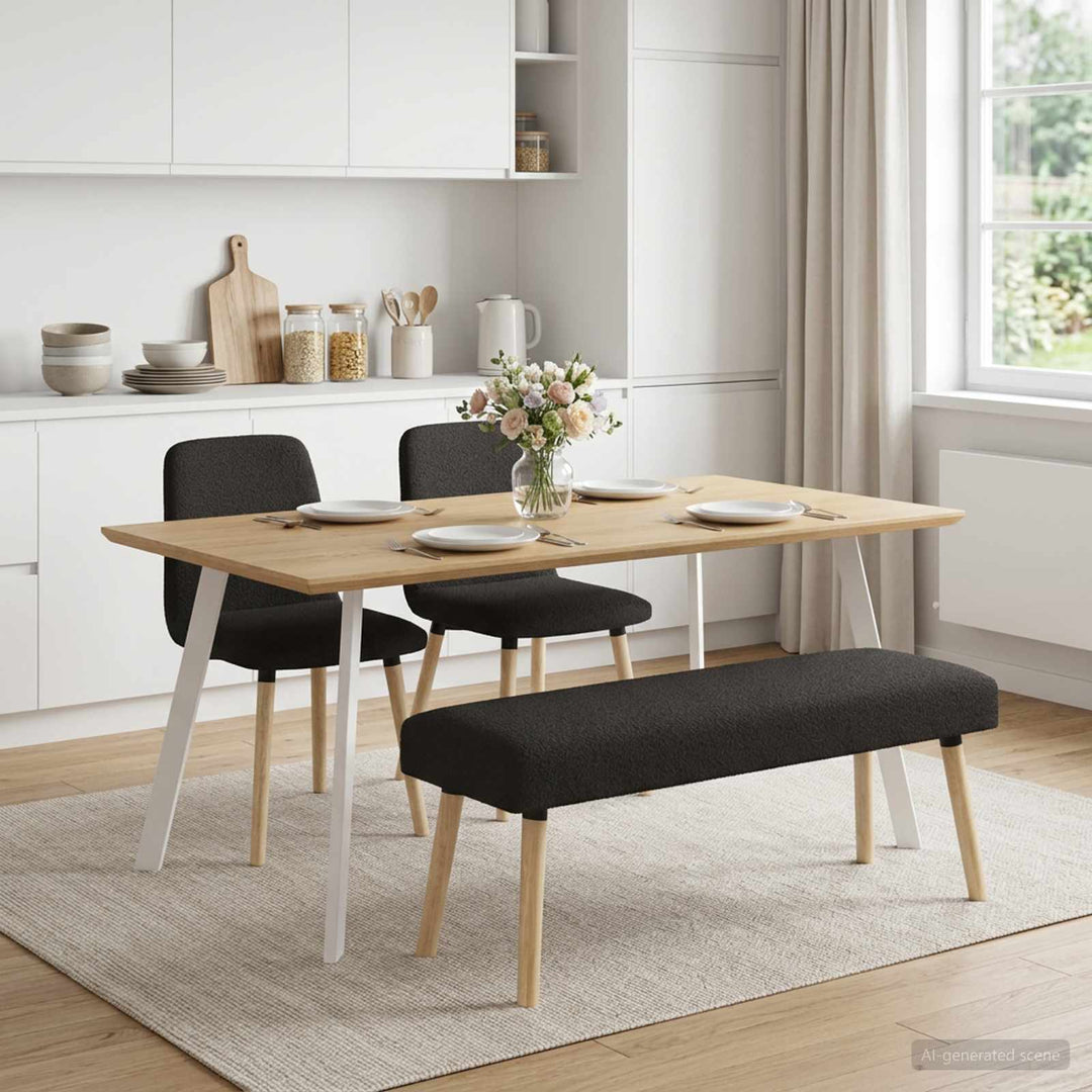 bænk Ensfarvet Sort 110 x 40 x 46 cm Bouclé