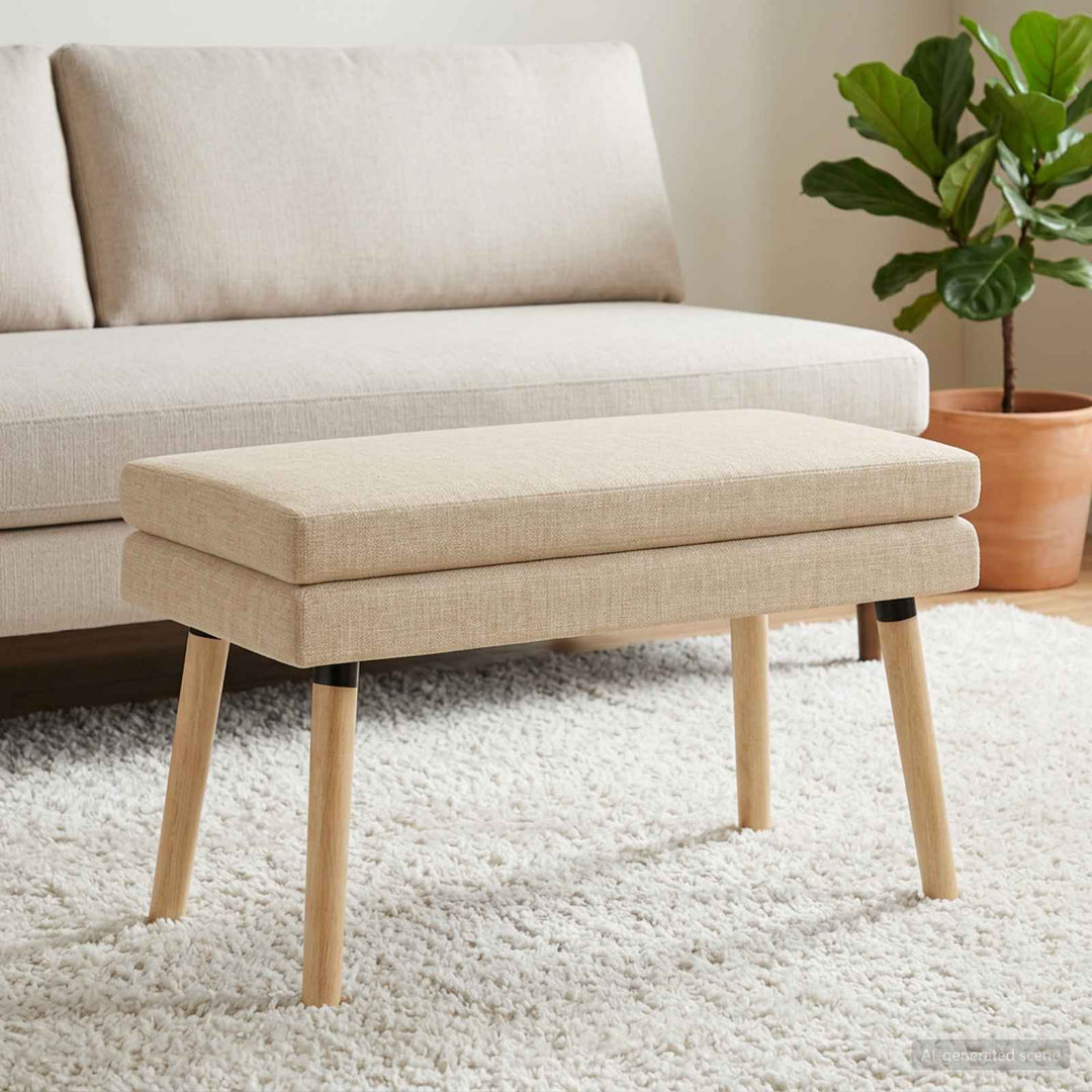 Dobbeltlagret bænk Cremefarvet 80 x 40 x 47 cm Stof