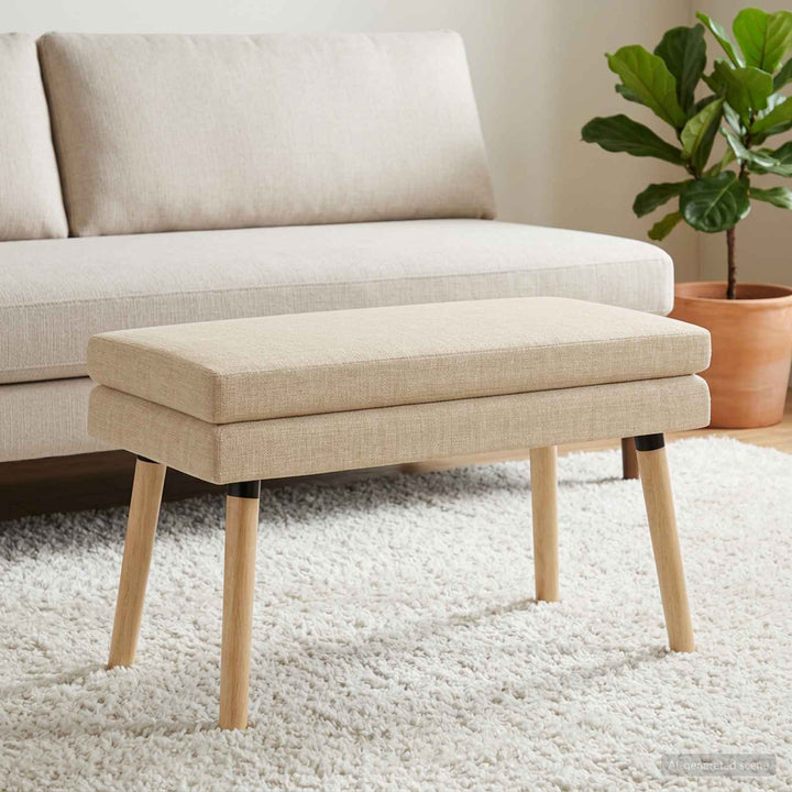 Dobbeltlagret bænk Cremefarvet 80 x 40 x 47 cm Stof