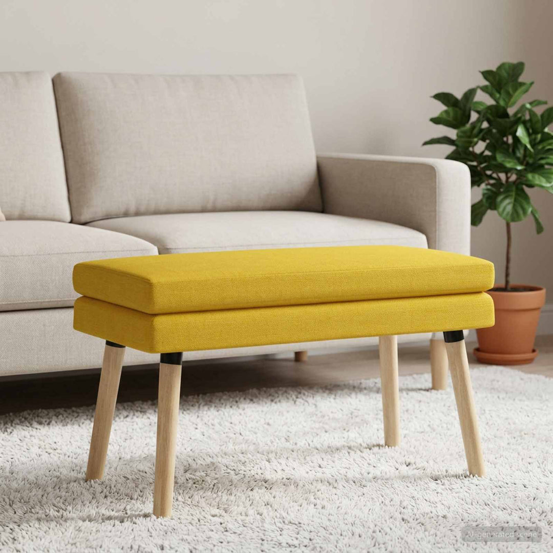 Dobbeltlagret bænk Lys Gul 80 x 40 x 47 cm Stof