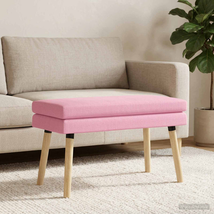 Dobbeltlagret bænk Lyserød 80 x 40 x 47 cm Stof