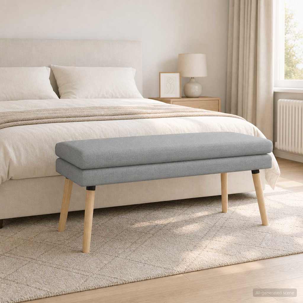 Dobbeltlagret bænk Lysegrå 110 x 40 x 47 cm Stof