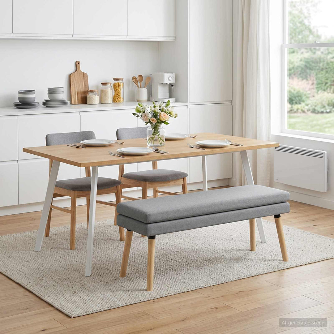 Dobbeltlagret bænk Lysegrå 110 x 40 x 47 cm Stof