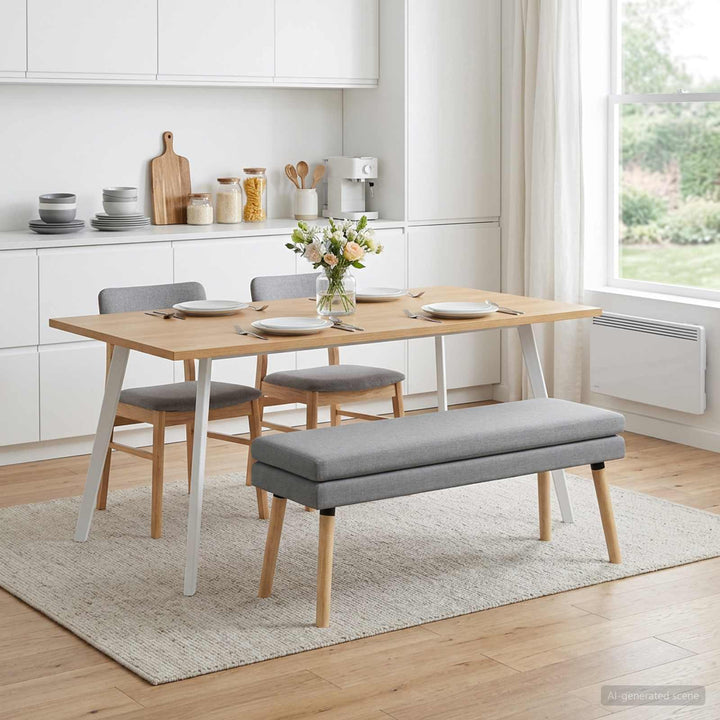 Dobbeltlagret bænk Lysegrå 110 x 40 x 47 cm Stof