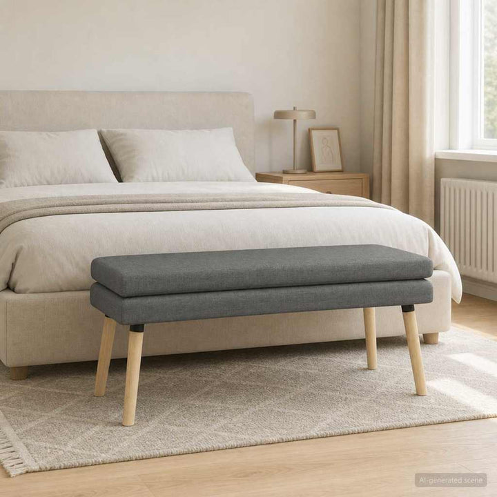 Dobbeltlagret bænk Mørkegrå 110 x 40 x 47 cm Stof