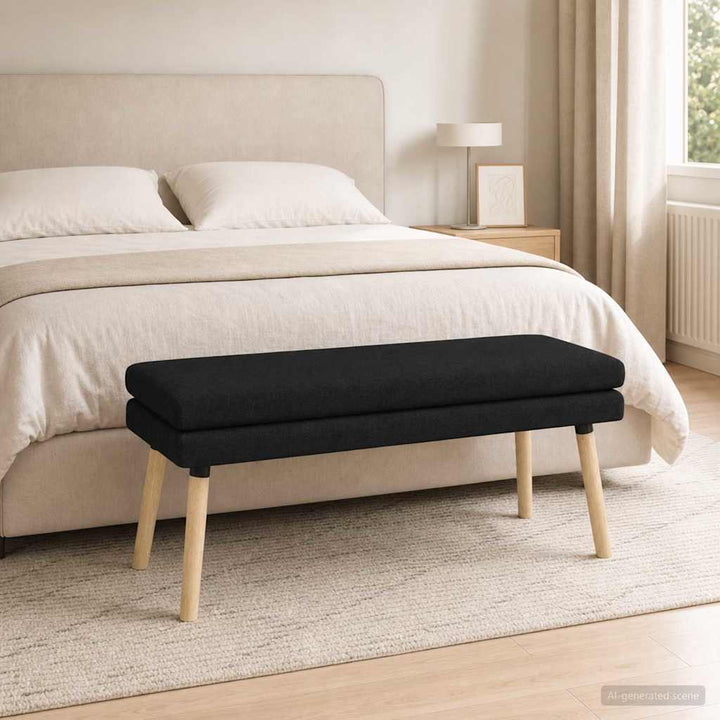 Dobbeltlagret bænk Sort 110 x 40 x 47 cm Stof