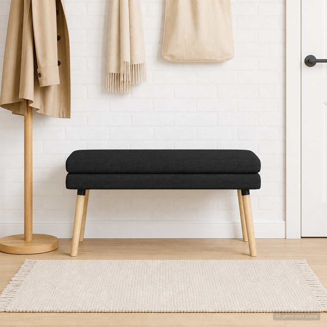 Dobbeltlagret bænk Sort 110 x 40 x 47 cm Stof