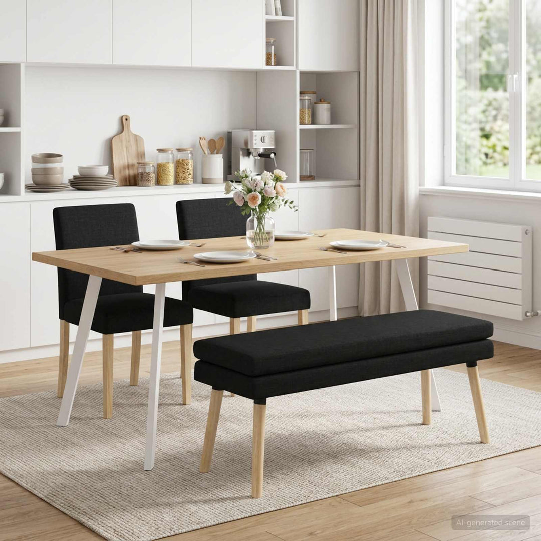 Dobbeltlagret bænk Sort 110 x 40 x 47 cm Stof