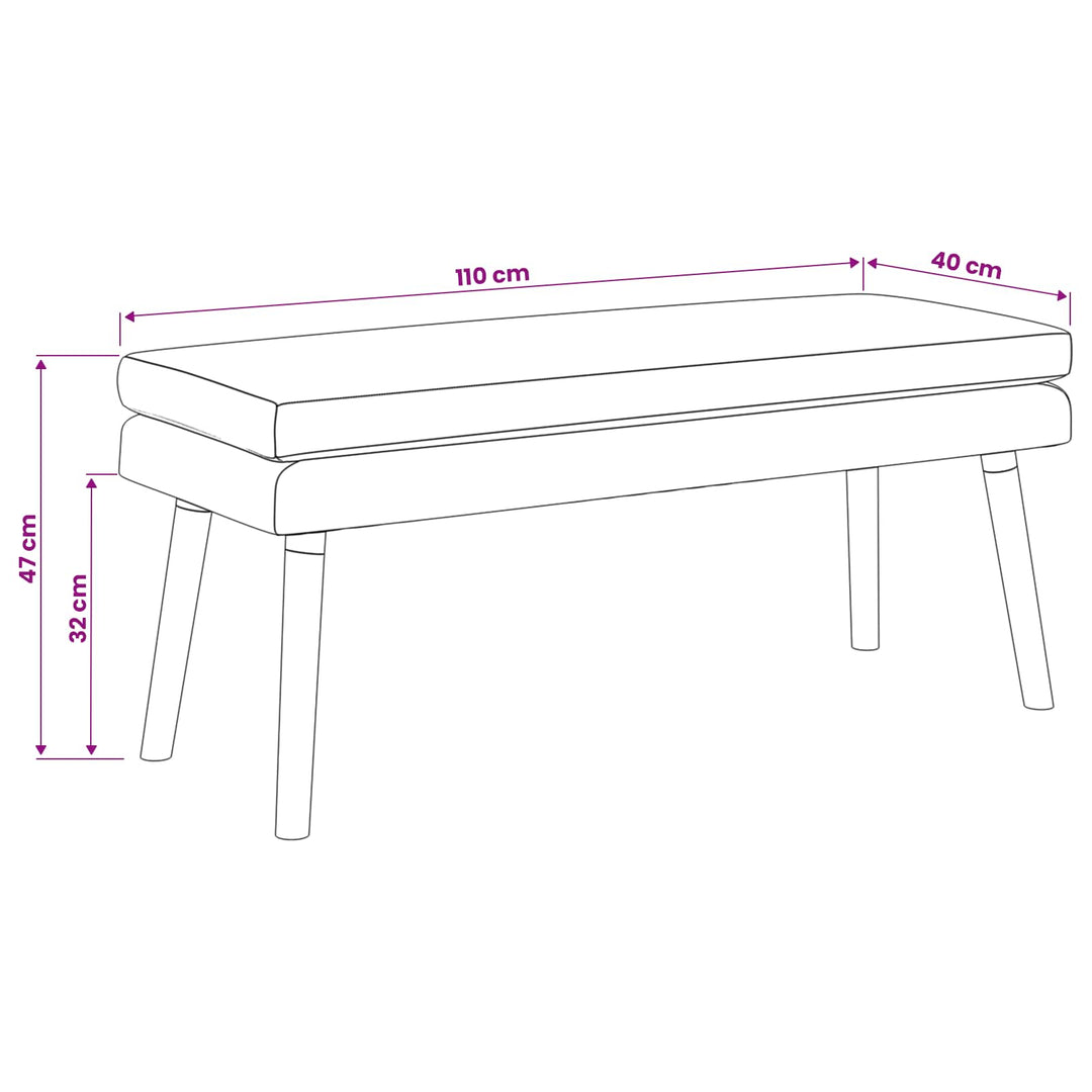 Dobbeltlagret bænk Sort 110 x 40 x 47 cm Stof