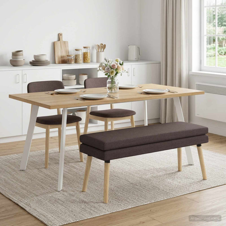 Dobbeltlagret bænk Mørk Brun 110 x 40 x 47 cm Stof