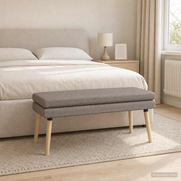 Dobbeltlagret bænk Gråbrun 110 x 40 x 47 cm Stof
