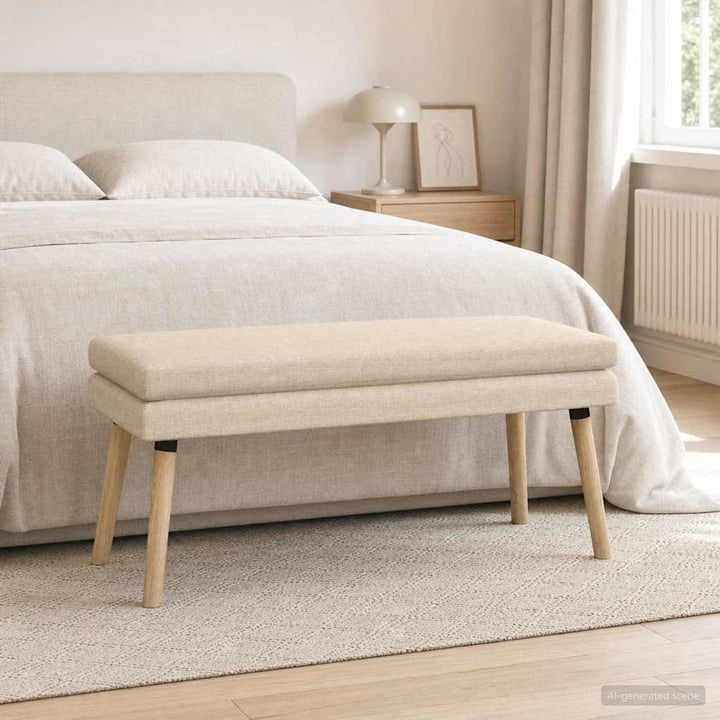 Dobbeltlagret bænk Cremefarvet 110 x 40 x 47 cm Stof