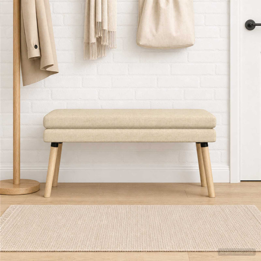 Dobbeltlagret bænk Cremefarvet 110 x 40 x 47 cm Stof