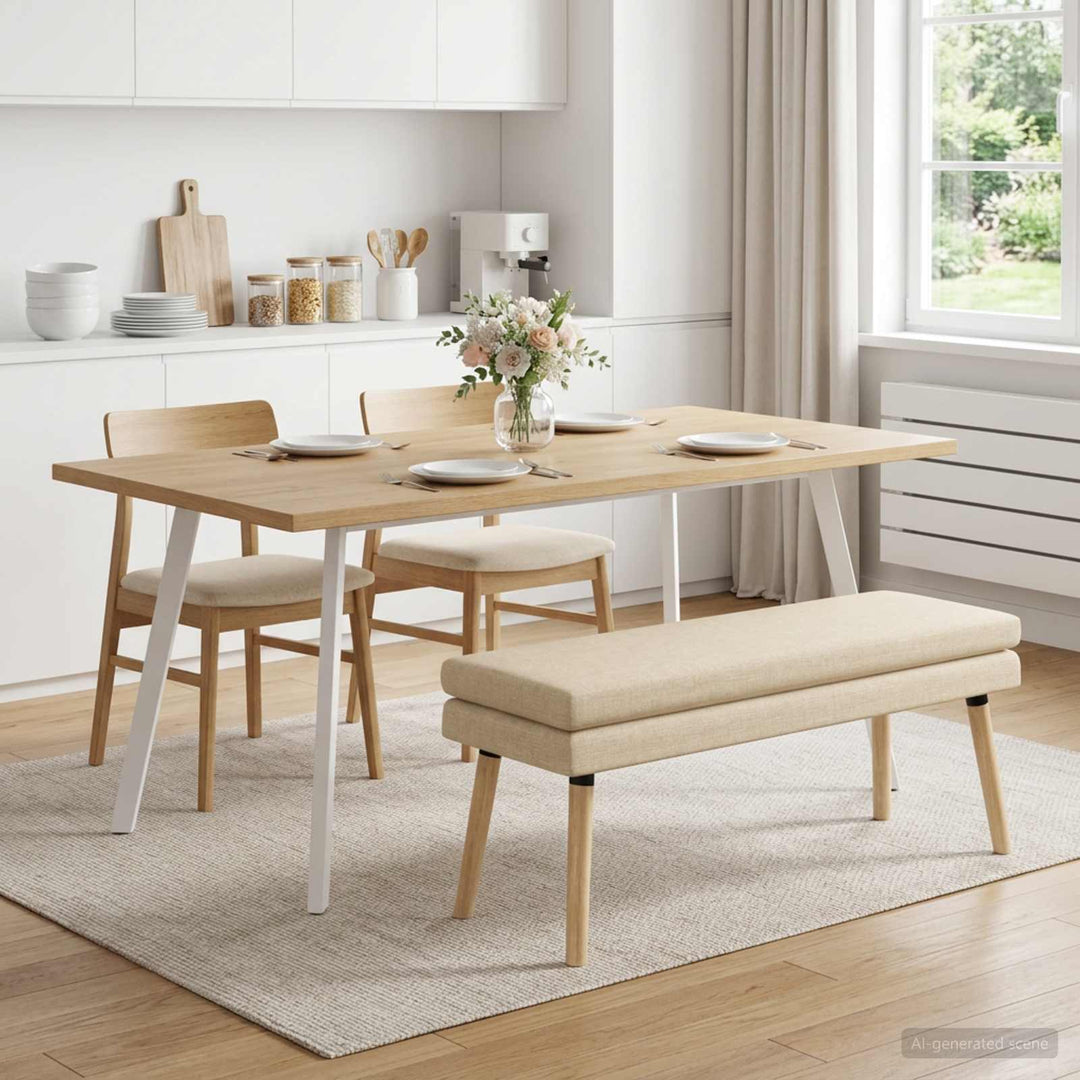Dobbeltlagret bænk Cremefarvet 110 x 40 x 47 cm Stof