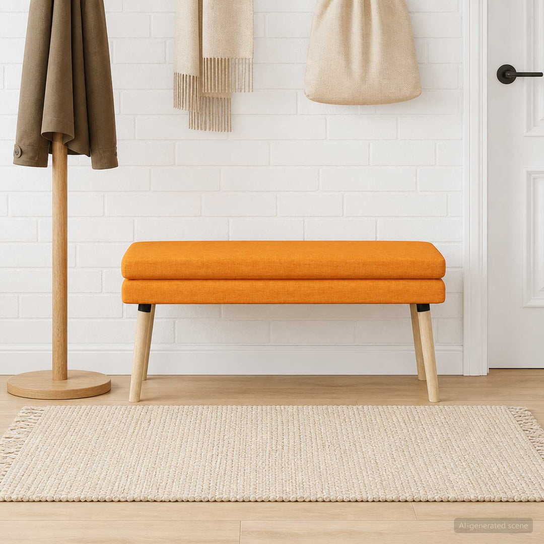 Dobbeltlagret bænk Mørk Gul 110 x 40 x 47 cm Stof
