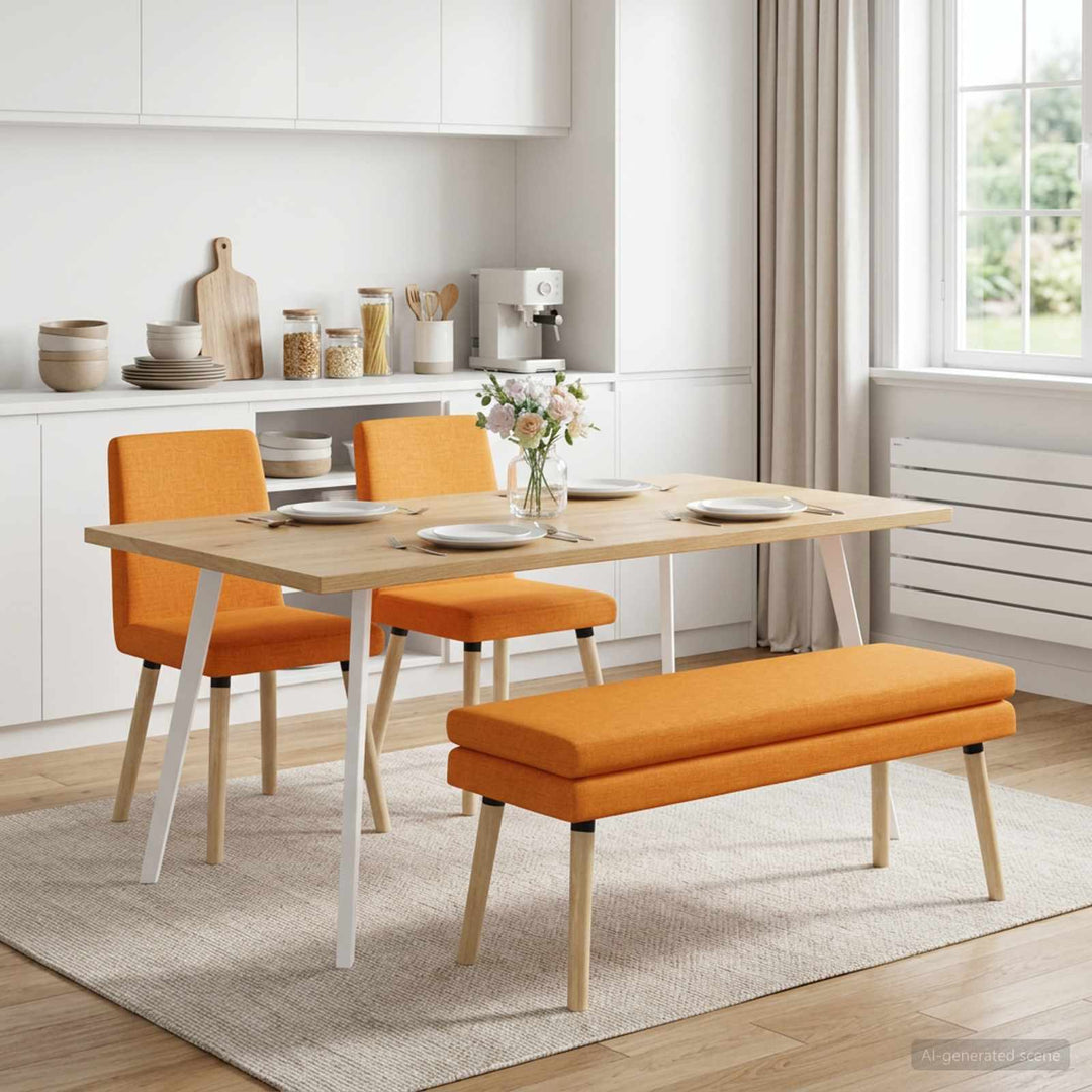 Dobbeltlagret bænk Mørk Gul 110 x 40 x 47 cm Stof
