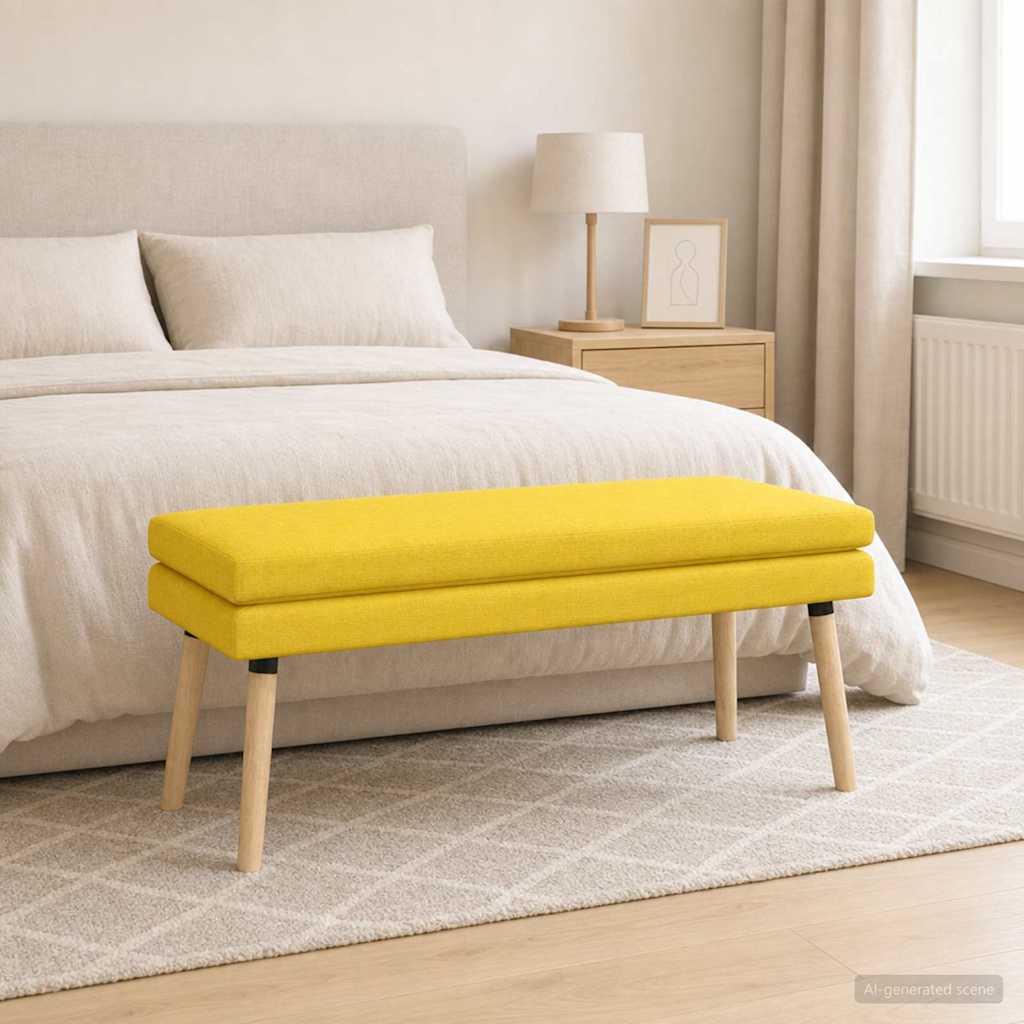 Dobbeltlagret bænk Lys Gul 110 x 40 x 47 cm Stof