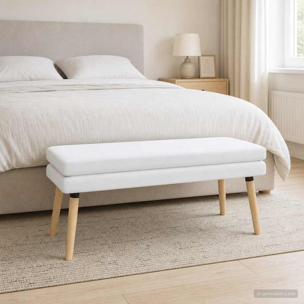 Dobbeltlagret bænk Hvid 110 x 40 x 47 cm Stof