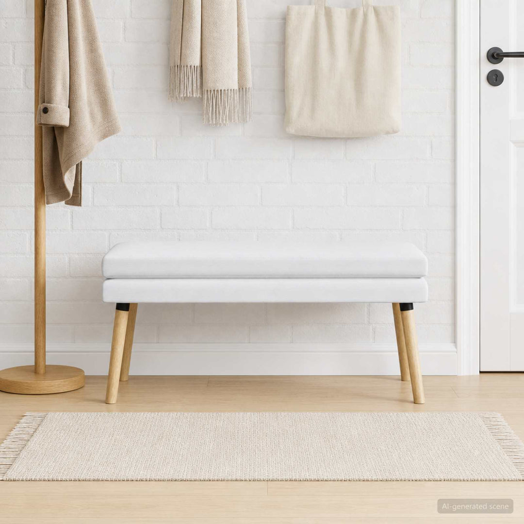 Dobbeltlagret bænk Hvid 110 x 40 x 47 cm Stof