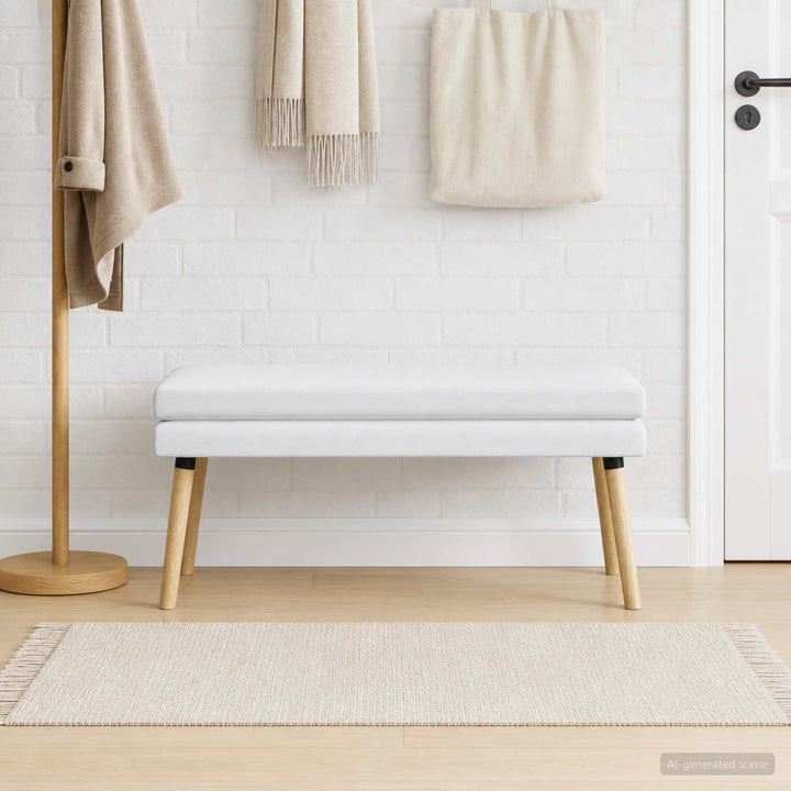 Dobbeltlagret bænk Hvid 110 x 40 x 47 cm Stof