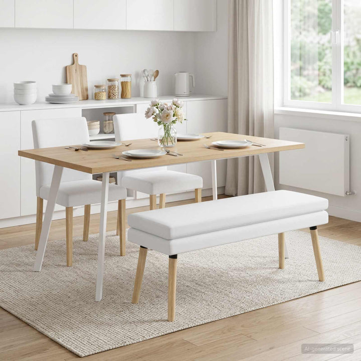 Dobbeltlagret bænk Hvid 110 x 40 x 47 cm Stof