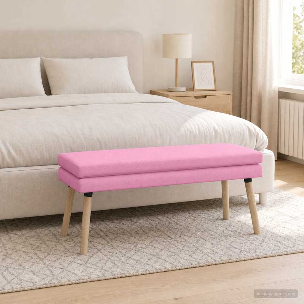 Dobbeltlagret bænk Lyserød 110 x 40 x 47 cm Stof