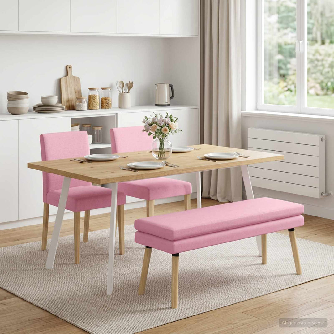 Dobbeltlagret bænk Lyserød 110 x 40 x 47 cm Stof