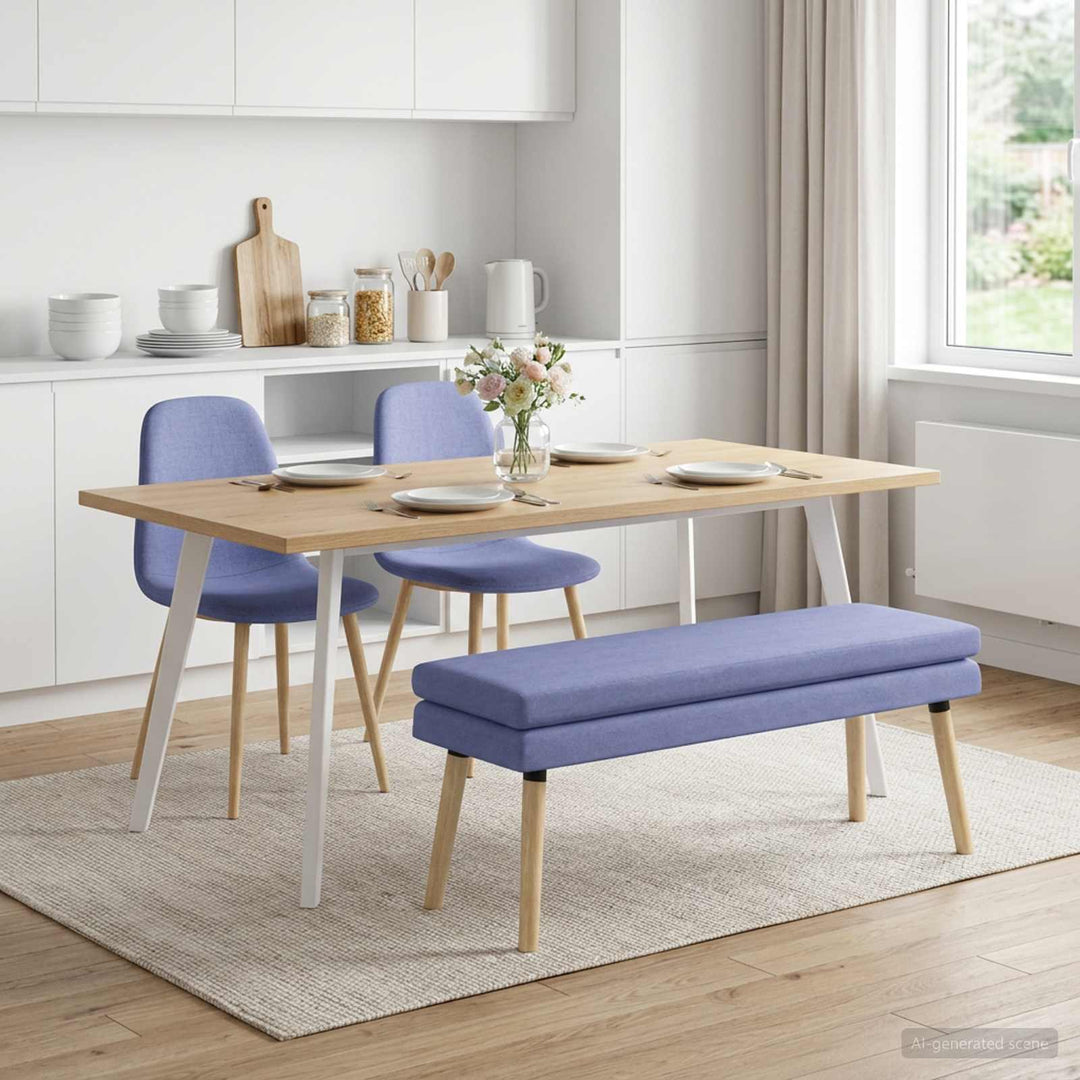 Dobbeltlagret bænk Jeans blå 110 x 40 x 47 cm Stof