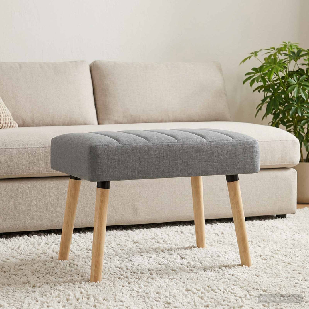 Kanalpuddet Bænk Lysegrå 60 x 40 x 45 cm Stof