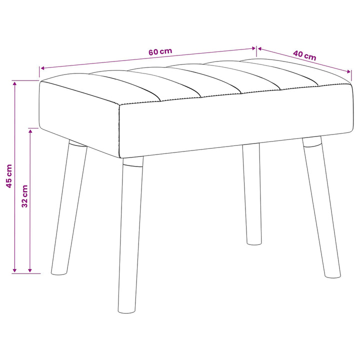 Kanalpuddet Bænk Sort 60 x 40 x 45 cm Stof