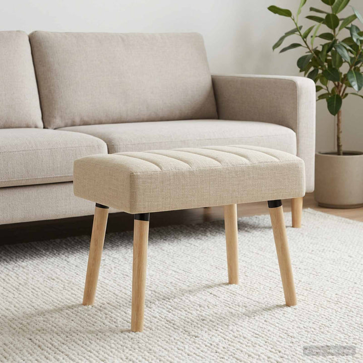 Kanalpuddet Bænk Cremefarvet 60 x 40 x 45 cm Stof