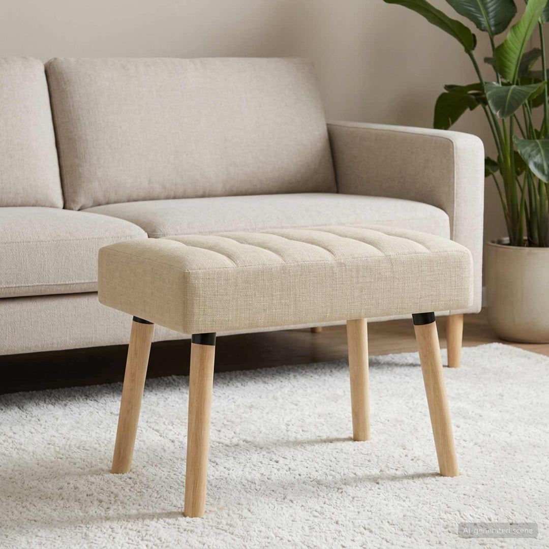 Kanalpuddet Bænk Cremefarvet 60 x 40 x 45 cm Stof
